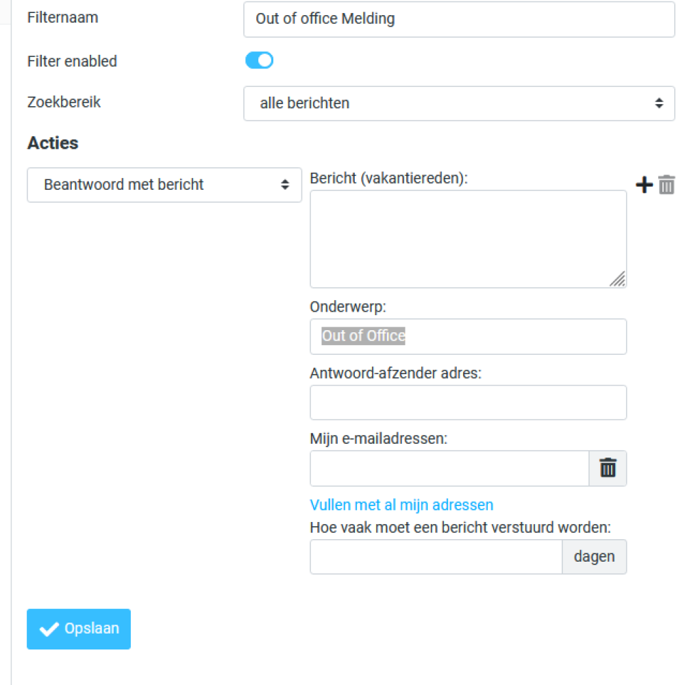 Out of office instellen in Roundcube webmail